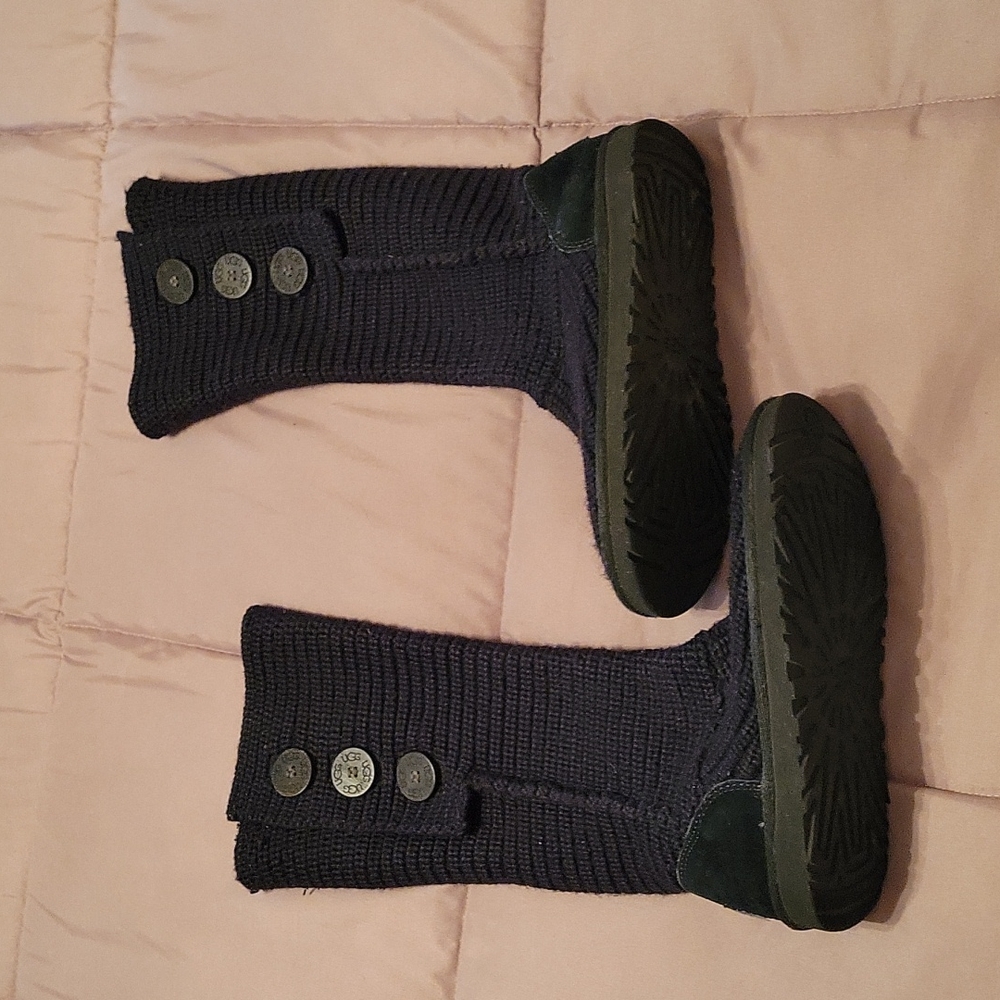 UGG Latice Cardy Knit Boots, Black Size 8